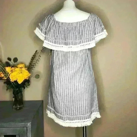 1. State Blue Crush Ocean Slate off Shoulder Dress - Picture 4 of 8